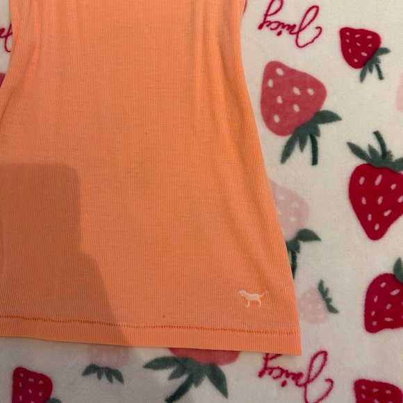 Victoria’s Secret PINK Ribbed Tank Top • Peach Orange Logo Dog • Y2K Basics - Picture 3 of 8
